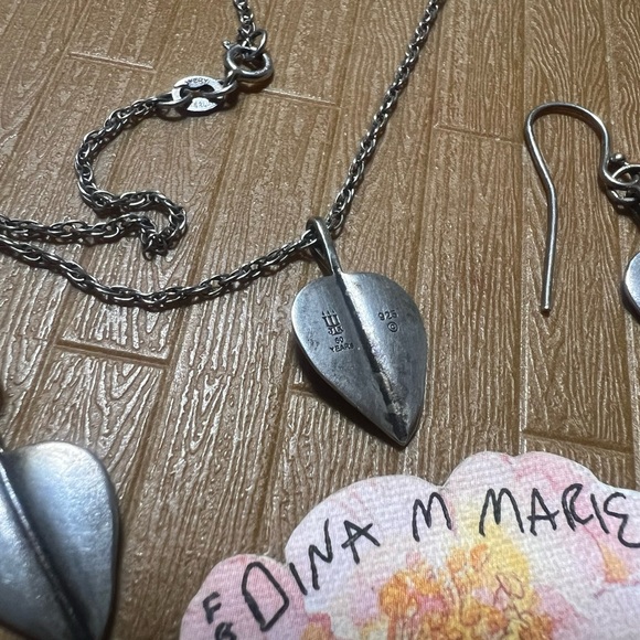 James Avery Retired Leaf Necklace Pendant & Dangle hook on Earrings Set! 925! - Picture 2 of 3